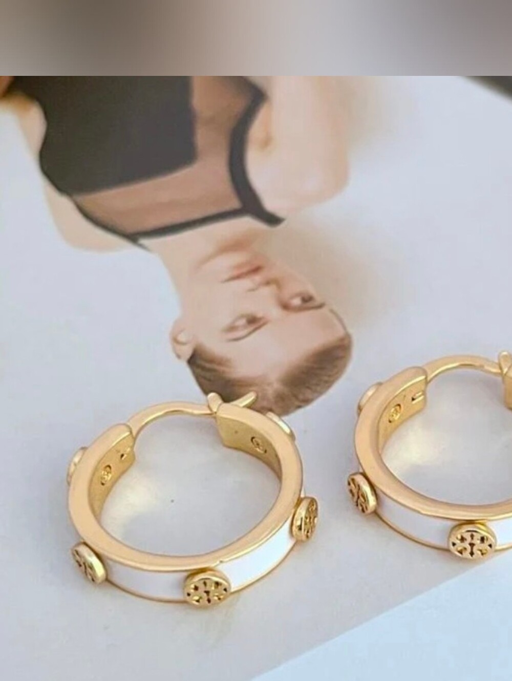Tory Burch Classic Enamel Logo Metal Earrings